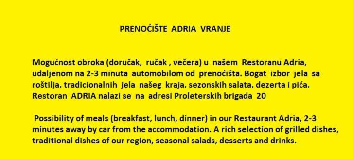 Апарт готель Prenociste Adria Вранє Екстер'єр фото